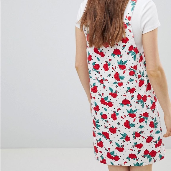 Monki Floral Polka Dot Denim Mini Dress - Picture 3 of 3